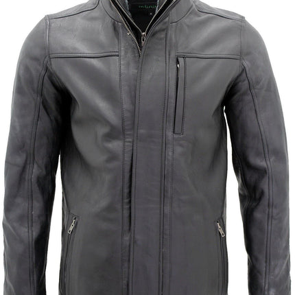 Mens Leather Mid Length Coat-Hanoi