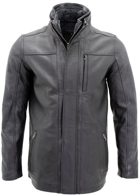 Mens Leather Mid Length Coat-Hanoi