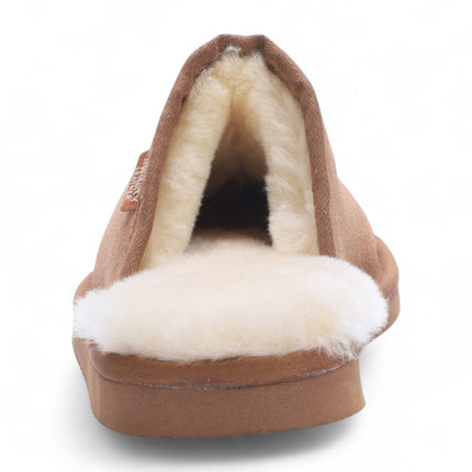 Men's Genuine Sheepskin Chestnut Suede Mule Winter Warm Non-Slip - Highland