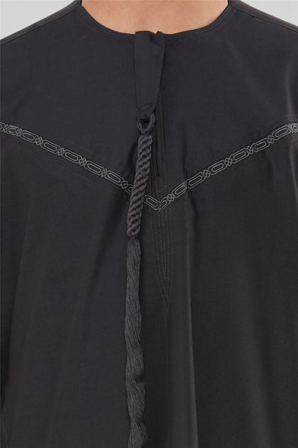 Kids Boys Ramadan Eid Charcoal Grey Moroccan Jubba Robe Djellaba Thobe - K-TT008