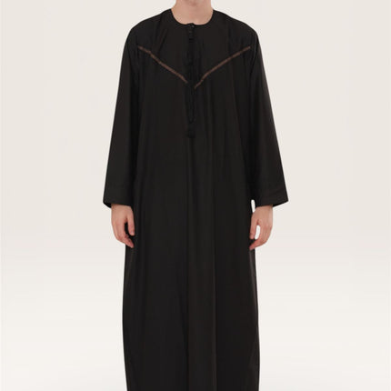 Men's Eid Black Moroccan Thobe Robe Djellaba Ramadan Eid Jubba- HM10