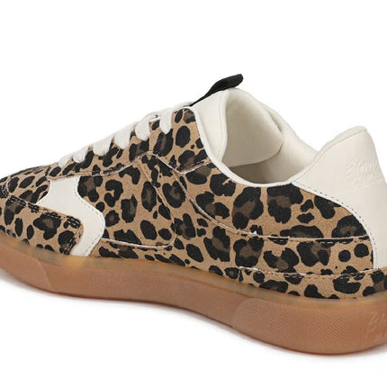 Blowfish Malibu Womens Leopard Brown Lace-Up Sneakers - Tastic