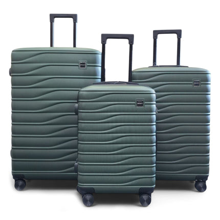 Hardshell Green Suitcase Set Robust 8 Wheel Luggage Cabin Case Bag