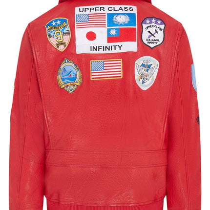 Mens A2 Top Gun Leather Bomber Jacket-Camborne