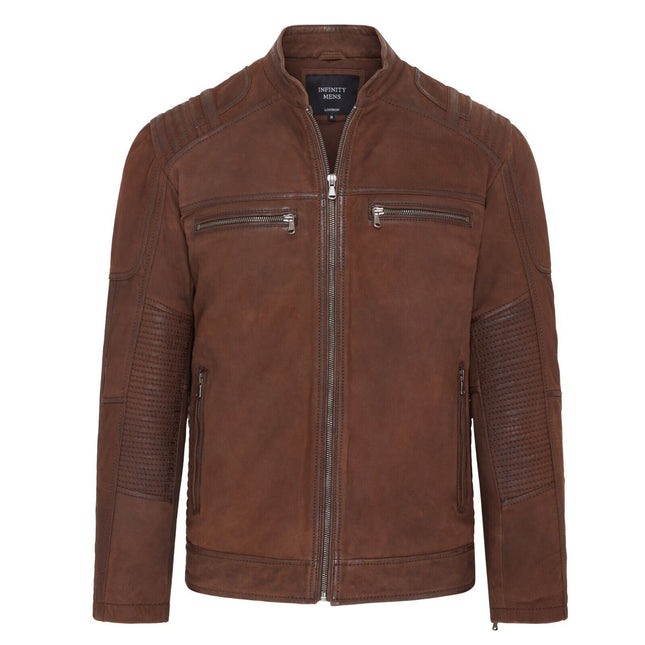 Mens Buff Leather Café Racer Biker Jacket - Jinan