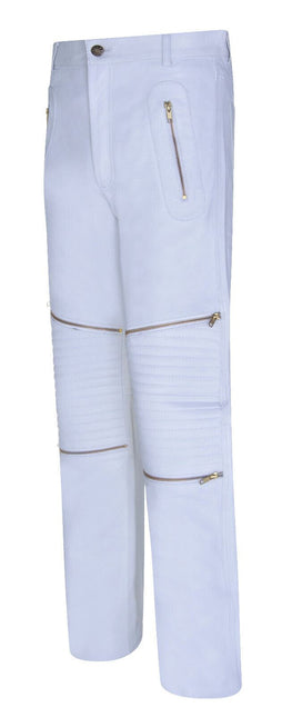 Mens Leather Zip Jeans-Ancona