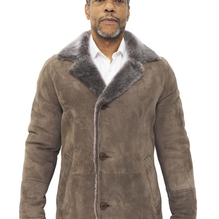 Mens Sheepskin Classic Car Coat-Avondale