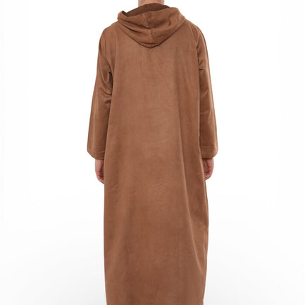 Men's Hooded Eid Camel Brown Moroccan Jubba Robe Ramadan Eid Thobe - HM12