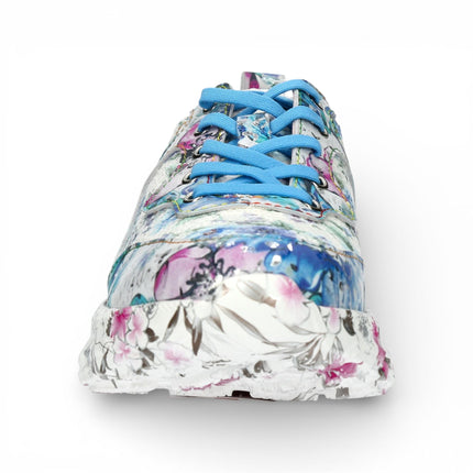 Laura Vita Women's Sofiao 07 Blue Pink Floral Leather Trainers Platform Sneaker Shoes