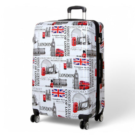 Strong Expandable Hard Shell 8 Wheel Suitcase Set Print Luggage Cabin Travel Bag