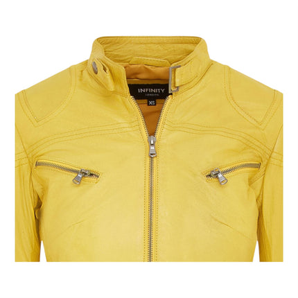 Womens Slim-Fit Leather Biker Jacket-Maldon