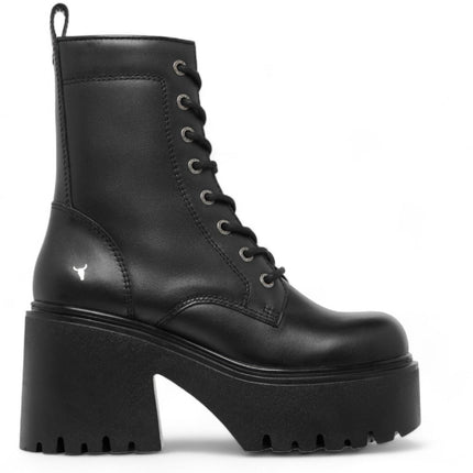 Windsorsmith Womens Black Leather Platform Ankle Punk Boots - Totally