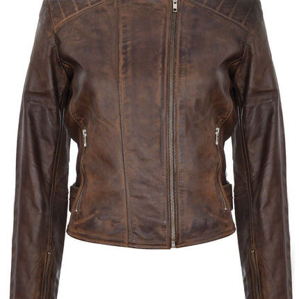 Womens Leather Biker Jacket-Celaya