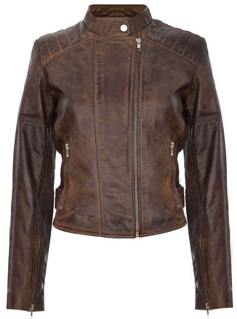 Womens Leather Biker Jacket-Celaya