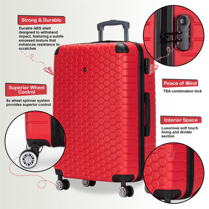 Hard Shell ABS 8 Wheel Luggage Travel Cabin Holiday Bags Suitcase Set