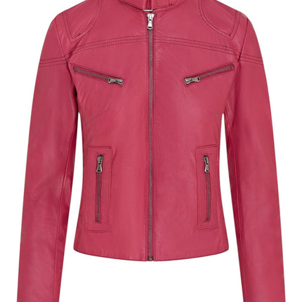 Womens Slim-Fit Leather Biker Jacket-Maldon