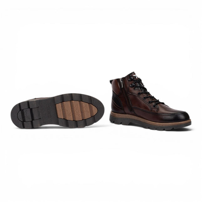 Pikolinos Men's Dark Brown Leather Lace-Up Ankle Boots - Vigo