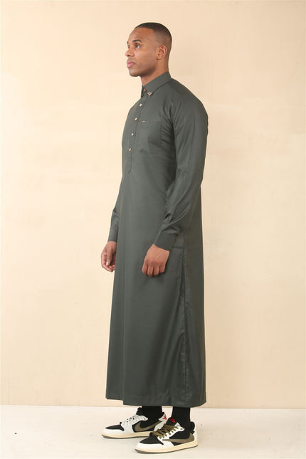 Men's Green Thobe Arab Saudi Emirati Islamic Clothing Jubba Robe