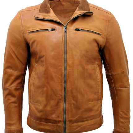 Mens Classic Leather Biker Jacket-Caracas