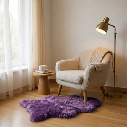 Genuine Bright Violet Sheepskin Natural Silky Soft Fluffy Real Wool Rug
