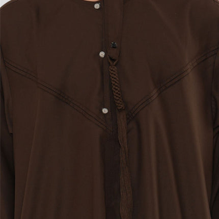 Kids Boys Eid Brown Moroccan Jubba Robe Djellaba Ramadan Eid Thobe - K-HM11