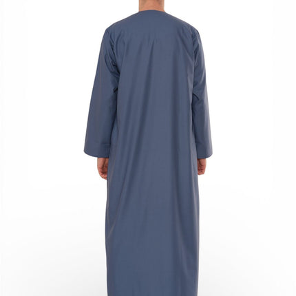 Men's Eid Blue Moroccan Jubba Robe Djellaba Ramadan Eid Thobe - HM11