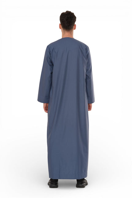 Men's Eid Blue Moroccan Jubba Robe Djellaba Ramadan Eid Thobe - HM11
