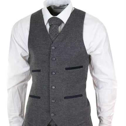 Mens 3 Piece Grey Wool Tweed Vintage Retro Suit
