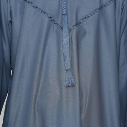 Men's Eid Blue Moroccan Thobe Robe Djellaba Ramadan Eid Jubba- HM10