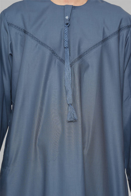 Men's Eid Blue Moroccan Thobe Robe Djellaba Ramadan Eid Jubba- HM10