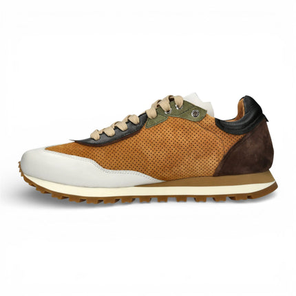 Lorenzo Conti Men's Aglae 02 Tan White Leather Trainers Sneaker Shoes