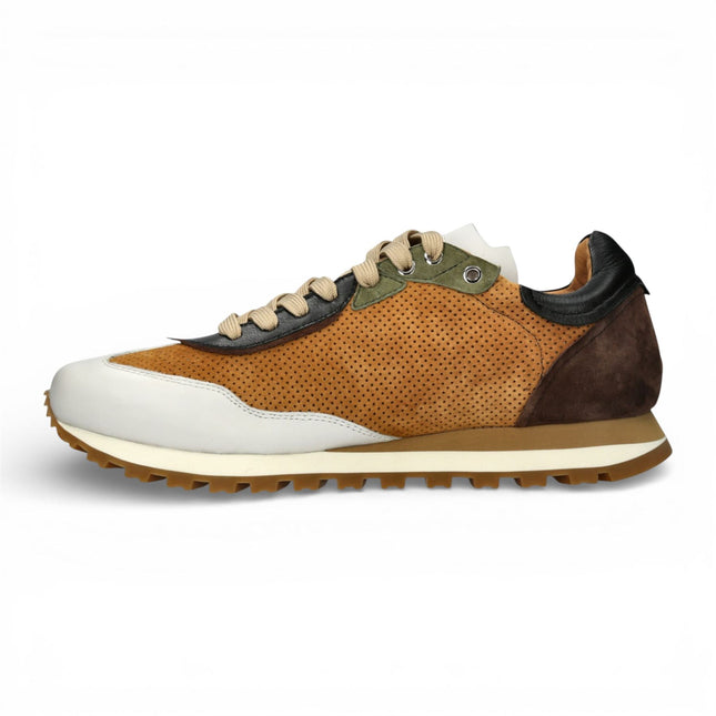 Lorenzo Conti Men's Aglae 02 Tan White Leather Trainers Sneaker Shoes