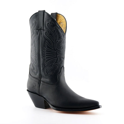 Grinders Black Leather Western Cowboy Boots - Buffalo