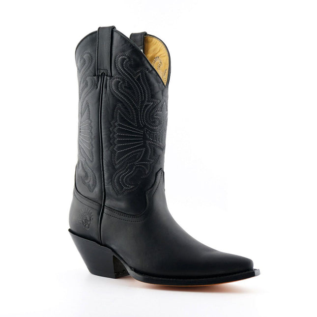 Grinders Black Leather Western Cowboy Boots - Buffalo