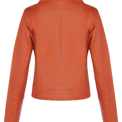 Womens Leather Classic Biker Brando Jacket-Baku