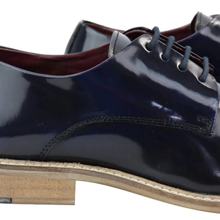 Mens Retro Oxford Brogue Derby Shoes In Navy Patent Leather