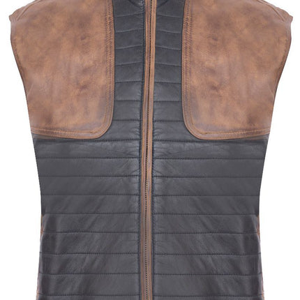 Mens Black/Brown Leather Gilet-Sheffield