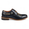 Justin Reess Men's Navy Blue Leather Floral Print Brogue Dress Shoes - Ross