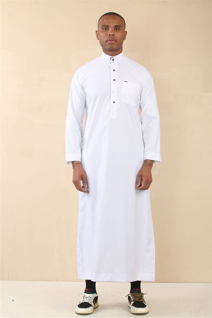 Men's White Thobe Arab Saudi Emirati Islamic Clothing Jubba Robe