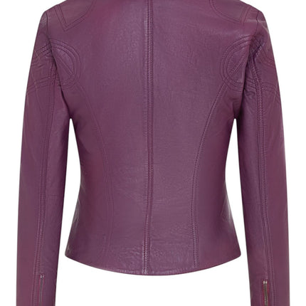 Womens Slim-Fit Leather Biker Jacket-Maldon