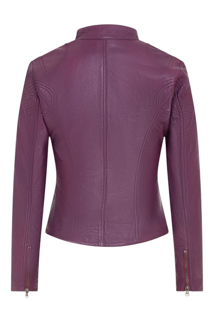 Womens Slim-Fit Leather Biker Jacket-Maldon