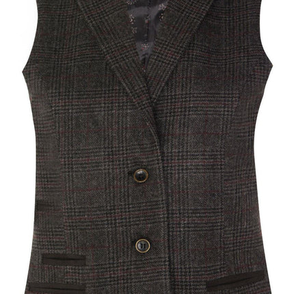 Womens Tweed 1920s Herringbone Charcoal Waistcoat
