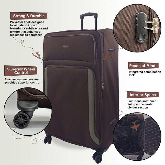 Soft Shell Cabin Suitcase 55 x 40 x 20 cm Lightweight Luggage Suitable for Easyjet, Ryanair