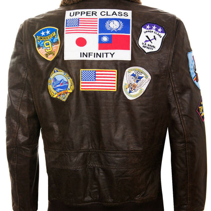 Mens A2 Top Gun Leather Bomber Jacket-Camborne