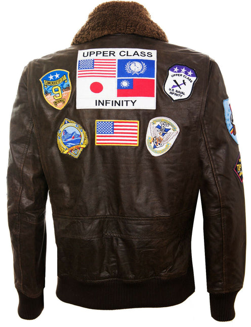 Mens A2 Top Gun Leather Bomber Jacket-Camborne
