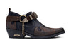 Men's Navy/Brown Leather Metal Chain Winklepicker Cowboy Boots