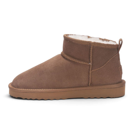 Women's Chestnut Tan Genuine Sheepskin Real Fur Winter Ankle Boots - Sable