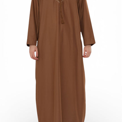 Men's Eid Camel Brown Moroccan Thobe Robe Djellaba Ramadan Eid Jubba- HM10
