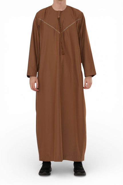 Men's Eid Camel Brown Moroccan Thobe Robe Djellaba Ramadan Eid Jubba- HM10