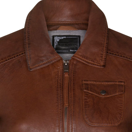 Womens Leather MA-1 Varsity Jacket-Ann Arbor